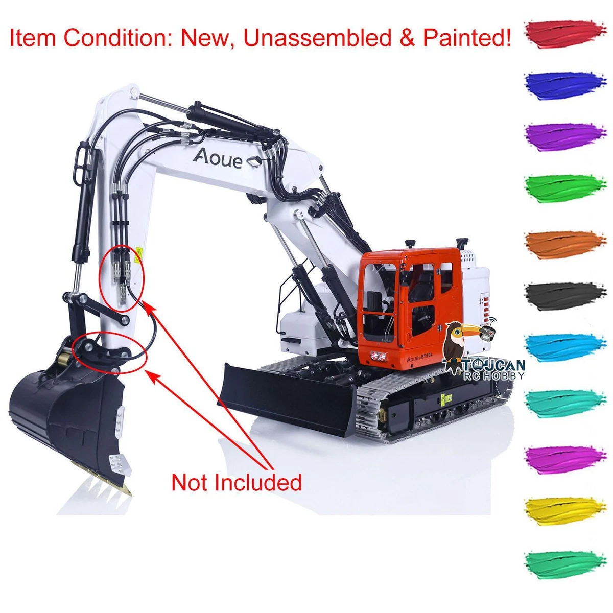 1 14 Metal LESU Hydraulic RC Excavator Aoue ET26L Painted Digger Model Kits