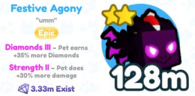 Festive Agony Pet Exclusive on Pet Sim Simulator X PSX on Roblox game