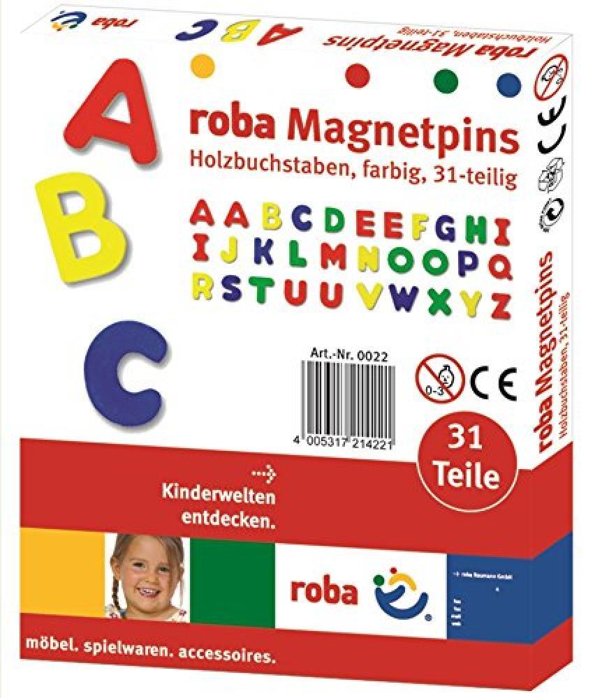 roba 0022 - Lettere Dell'Alfabeto Magnetiche in Legno, 31 Pezzi - NUOVO