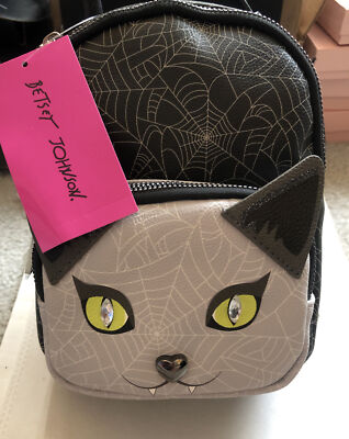 BETSEY‎ JOHNSON KITCH MINI BACKPACK HALLOWEEN VAMPIRE CAT SPIDER WEB NOVELTY ZIP Betsey Johnson Halloween Mini Backpack Vampire Cat Spider  main image 2