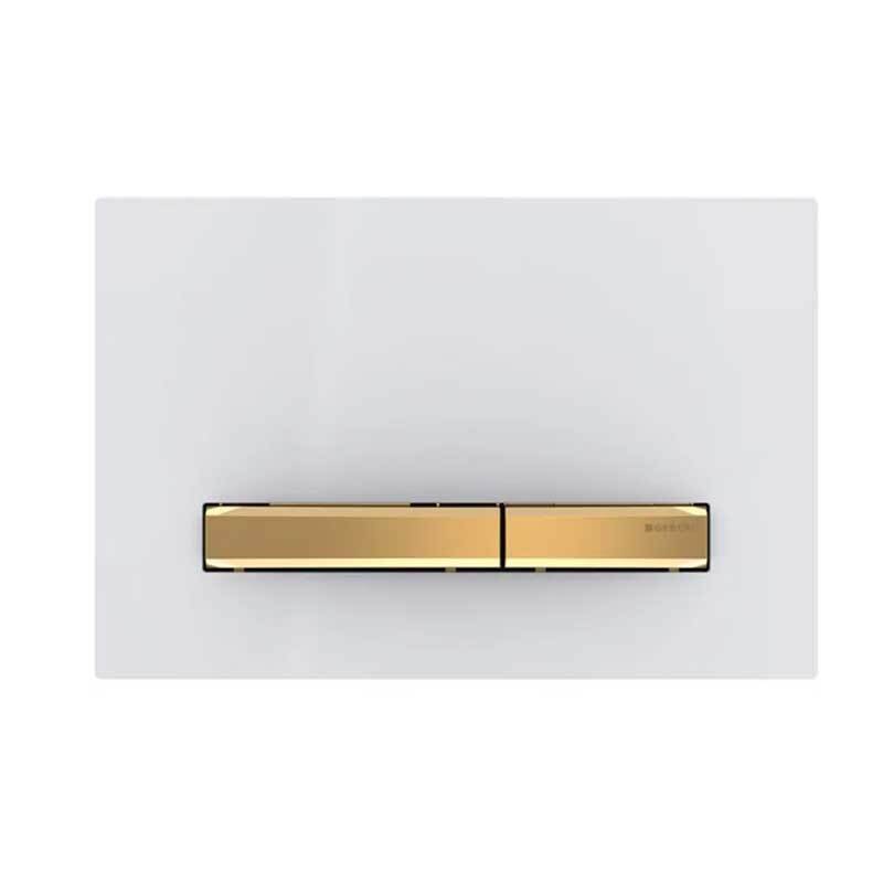 Placca Geberit Sigma 50 Effetto Vetro Bianco - Pulsanti Ottone | 115.672.11.2
