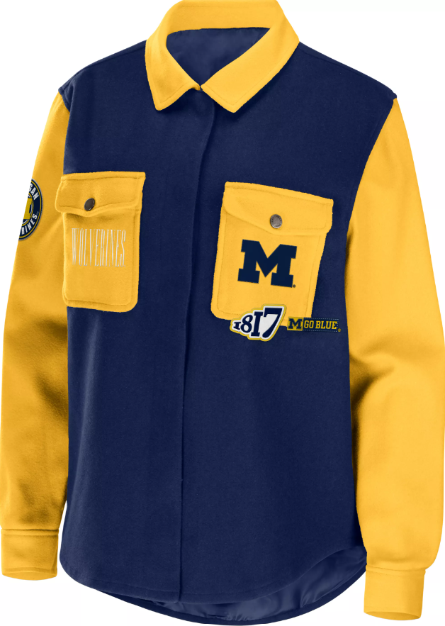 WEAR by Erin Andrews Women's Michigan Wolverines Blue Maize Shacket eBay