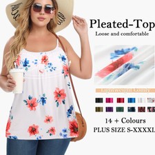 Plus Size Tank Top for Women with Built in Bra Pad Camisole Flowy Loose Fit Vest