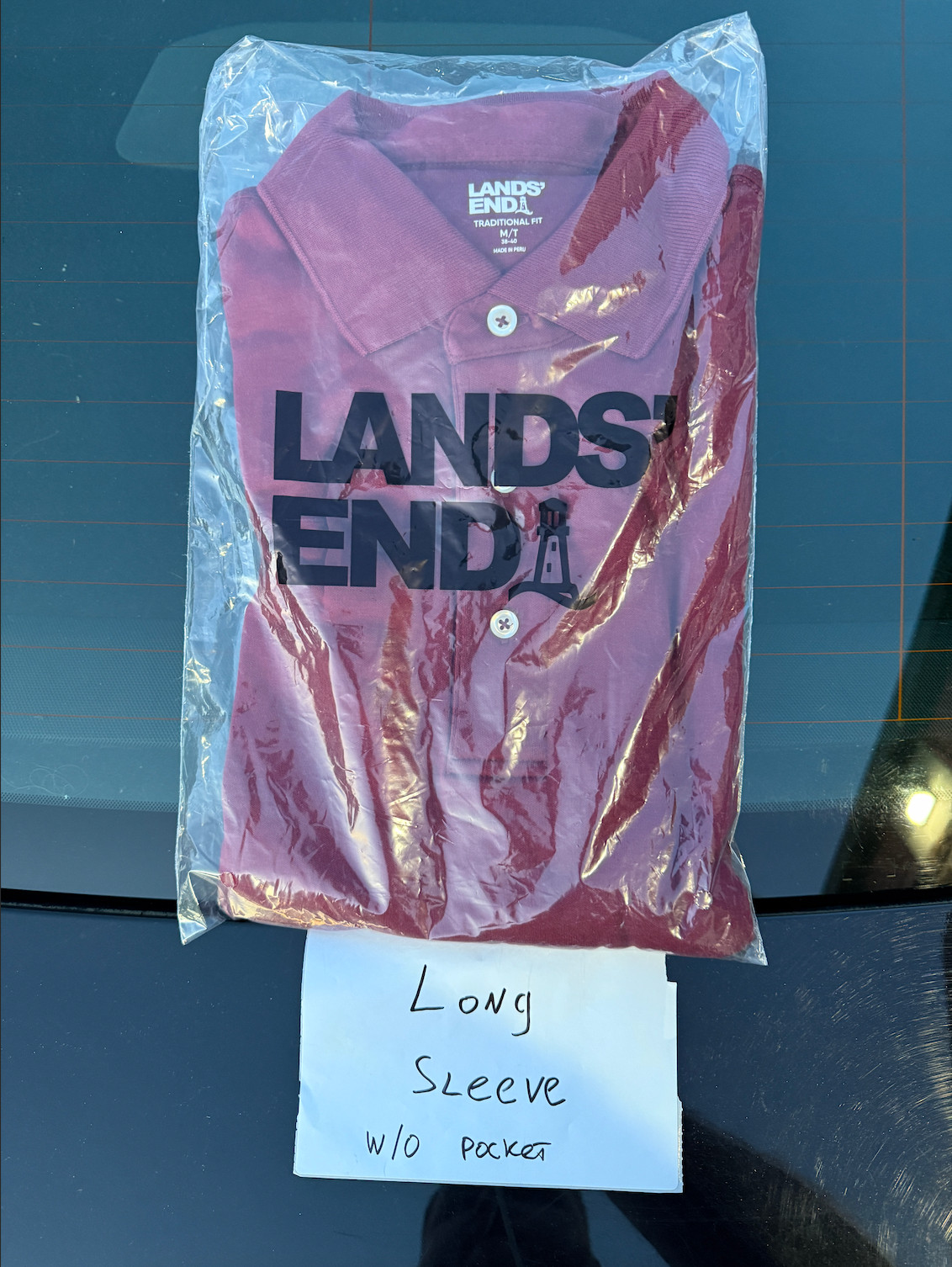 Lands' End Men's Supima Cotton Polo Shirt L/T Regular/Tall Long Sleeve Rich Burg