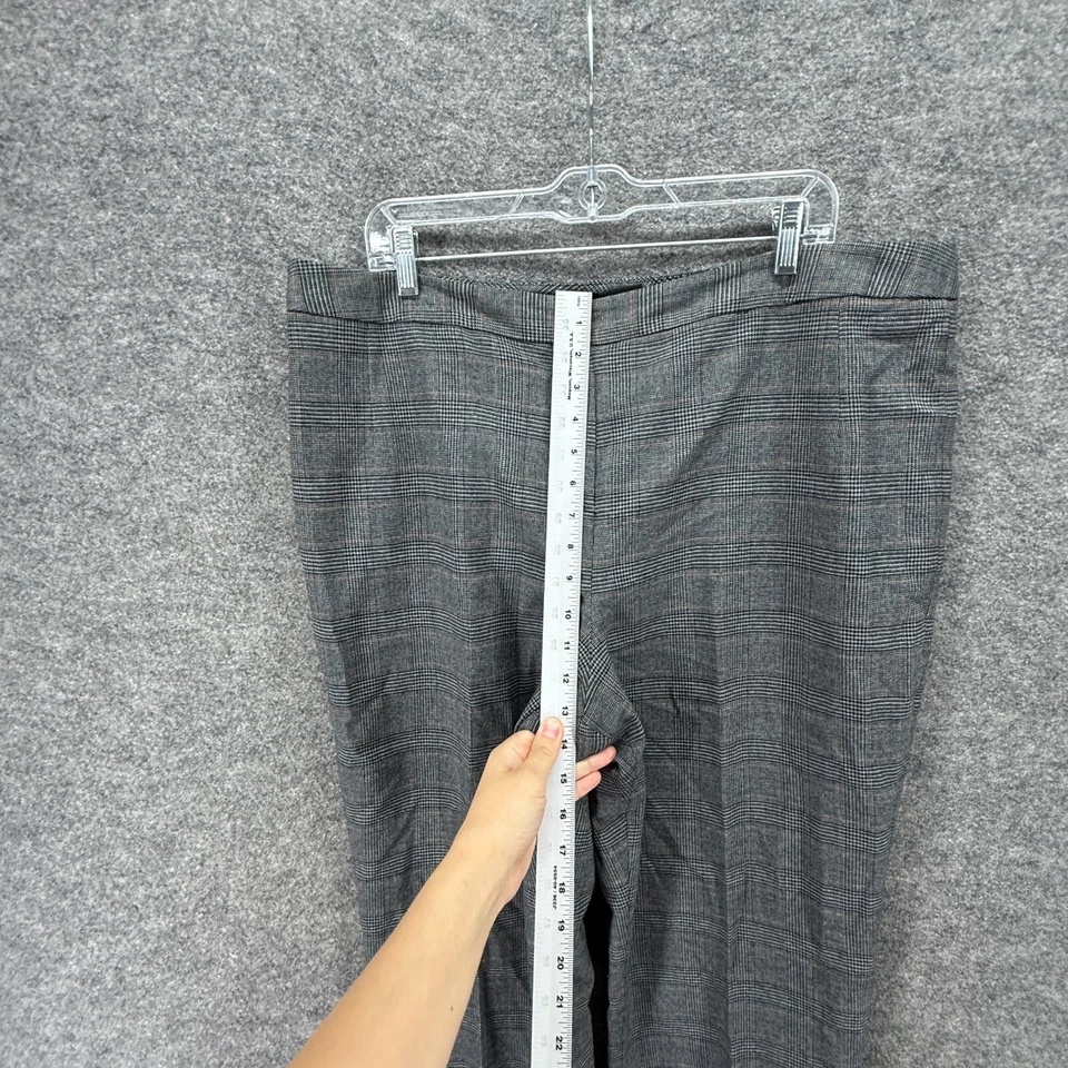 Pantalones de vestir Larry Levine para mujer 18 Plus gris a cuadros tiro alto plisados forrados Foto 4 de 4