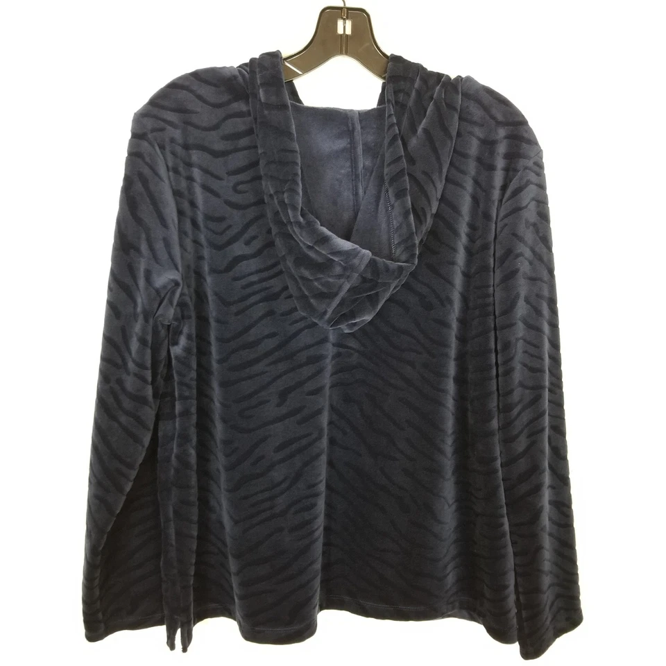 Sudadera con Capucha Chico's Para Mujer Terciopelo Talla L Estampado Animal Textura Activa Informal Gris Foto 4 de 4