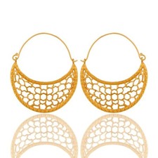 Gold Filigree Hoop Earrings/ Honeycomb Hoop Earrings/ Wedding/ Anniversary Gift