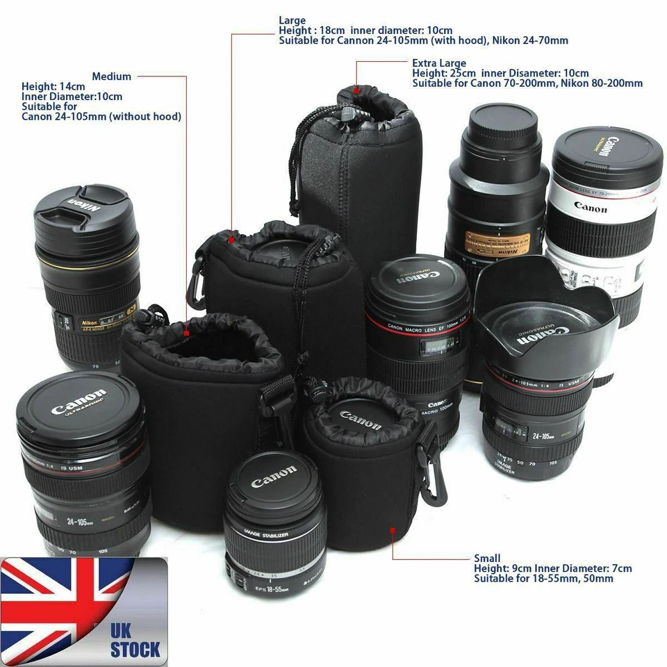 Estuche de transporte impermeable para cámara réflex digital de neopreno lente suave - S M L XL Foto 4 de 4