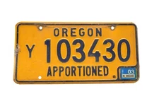 Oregon License Plate Y 103430 (Single Plate) Trucker Apportioned 