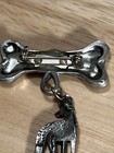 Vintage Silver Tone Great Dane Pin ML Designs 1990 Attached To A Dog Bone — photo 4