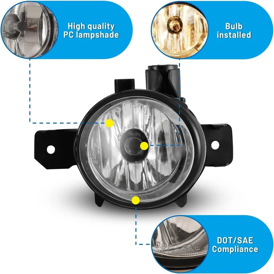 Pair Fog Lights Lamps For 2012-2015 BMW X1/07-10 BMW X3/X5/08-13 BMW 128i/135i - Image 3 of 4