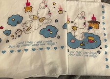 Vintage Toddler Baby Crib Sheet Pillowcase Mattel 1980s Embroidered Stars 47