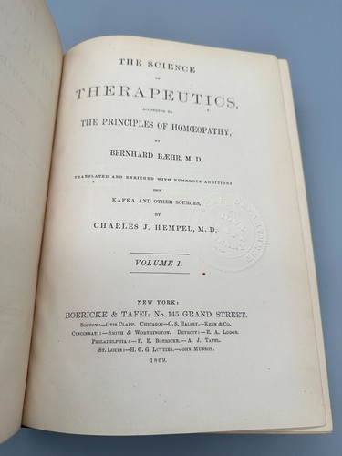 The Science of Therapeutics Homeopathy 2 Volume Bernhard Baehr 1869 1st Edition - Imagen 6 de 18