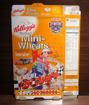 KELLOGGS 1997  ~JEFF GORDON NASCAR CHAMPION~FROSTED MINI WHEATS ~~CEREAL BOX
