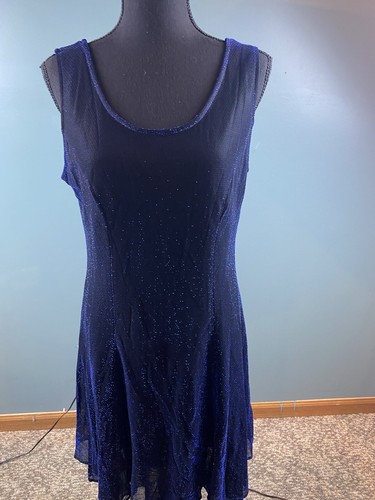 Vintage 1990’s Electric Blue Lurex Dress Women’s Size 10 Made In USA - Picture 2 of 11
