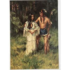 Leaning Tree Love Card LV623 Indian Heritage Courtship Couple Poem Outdoor