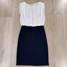 Alice Olivia Sz Small Employed Blouson Black White Dress Lined Chiffon Silk