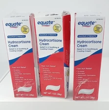 3 Equate Hydrocortisone Cream, 1 oz Itch Relief Soothing Cream Exp 08/27