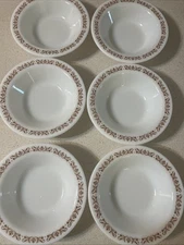 Corning Pyrex Copper Filigree 6 1/2” Cereal Tableware Bowls #707 Set Of 6