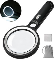 Handheld Magnifying Glass with Light 10X 30X Optical Glass Lens