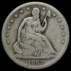 FINE 1862-S Seated Liberty Half Dollar Cool Civil War Era Piece *JWSeT*