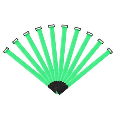 Fastening Hook and Loop Cable Tie 18 Inch x 1 Inch Reusable Green 10Pcs