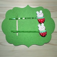 NEW Strawberry Bunny Bobby-pin Set