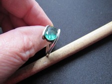 Bague Ancienne Argent Massif 925 - Taille 53, Pierre Aventurine, 5g