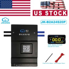 JK Smart BMS 200A 8S-24S Li-ion LiFePo4 BMS 2A Active Balancer BT/RS485 LCD USA