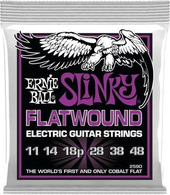 Ernie Ball Power Slinky Flatwound E-Gitarrensaiten Stärke 11-48