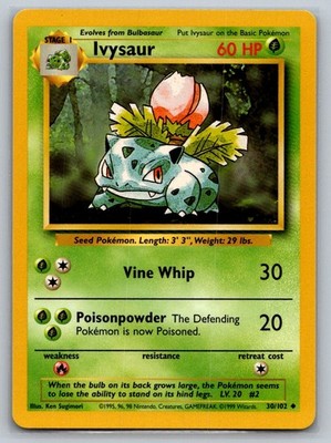 Pokemon Ivysaur Uncommon Base Set 030/102 LP