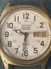 Seiko Railroad Approved Quartz Watch Day Date 24Hr Dial Gold Tone Vintage