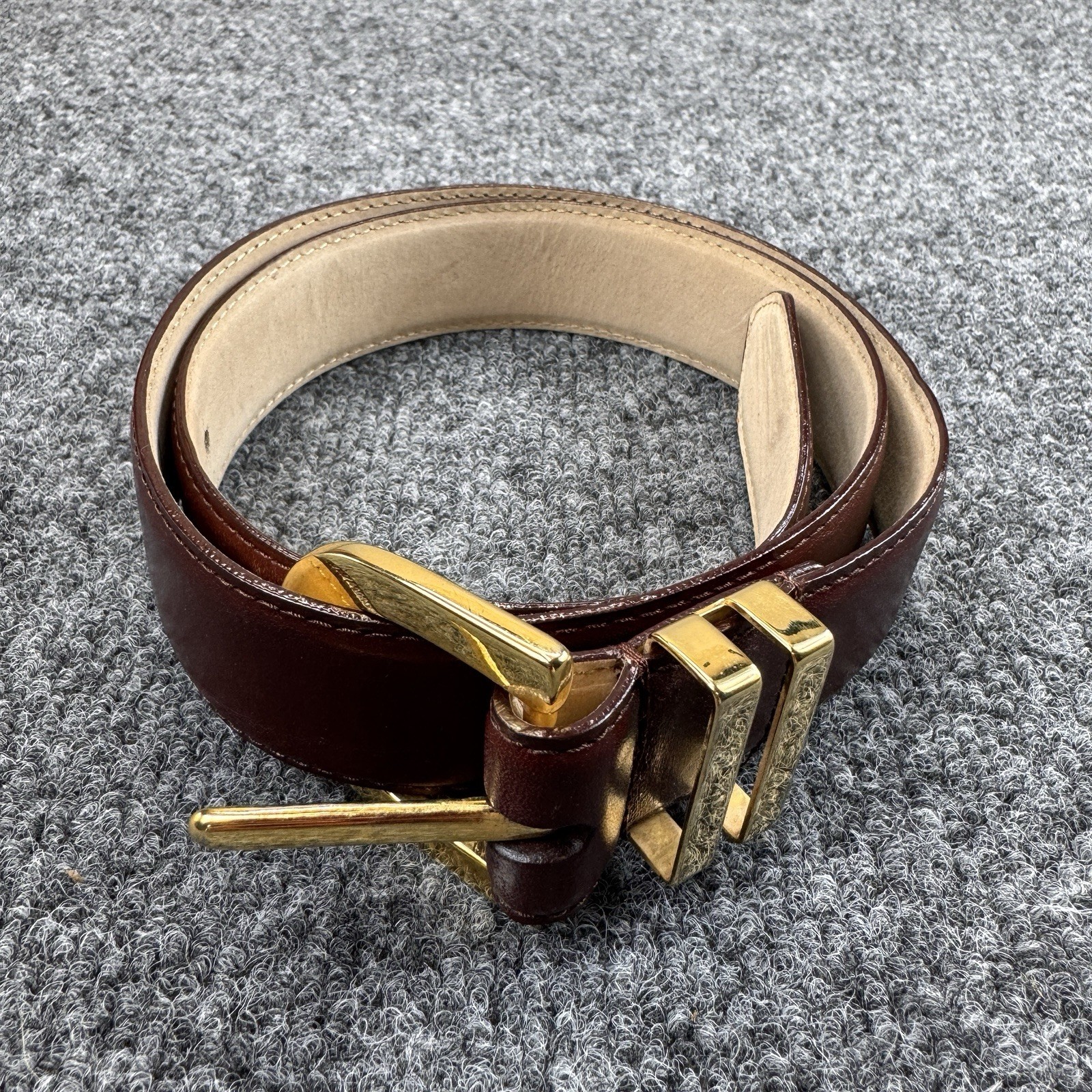 Talbots Classic Brown Leather Solid Brass Buckle … - image 2