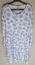 Kate Quinn 7Y Snowflake Bamboo Button Front Dress Blue White Winter Print LS