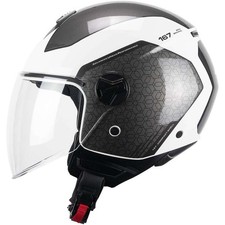 Casco moto e scooter Jet Cgm 167L FLO BICO Bianco Grigio Visiera Lunga