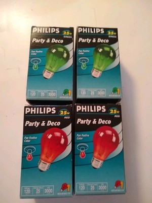 Philips Party & Deco Glass Colored Light Bulb - 25 W, New in Package red green