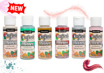 DecoArt Crafter's Acrylic Glitter Paint Set - 6 Pack (2 fl. oz. Bottles) Sparkle