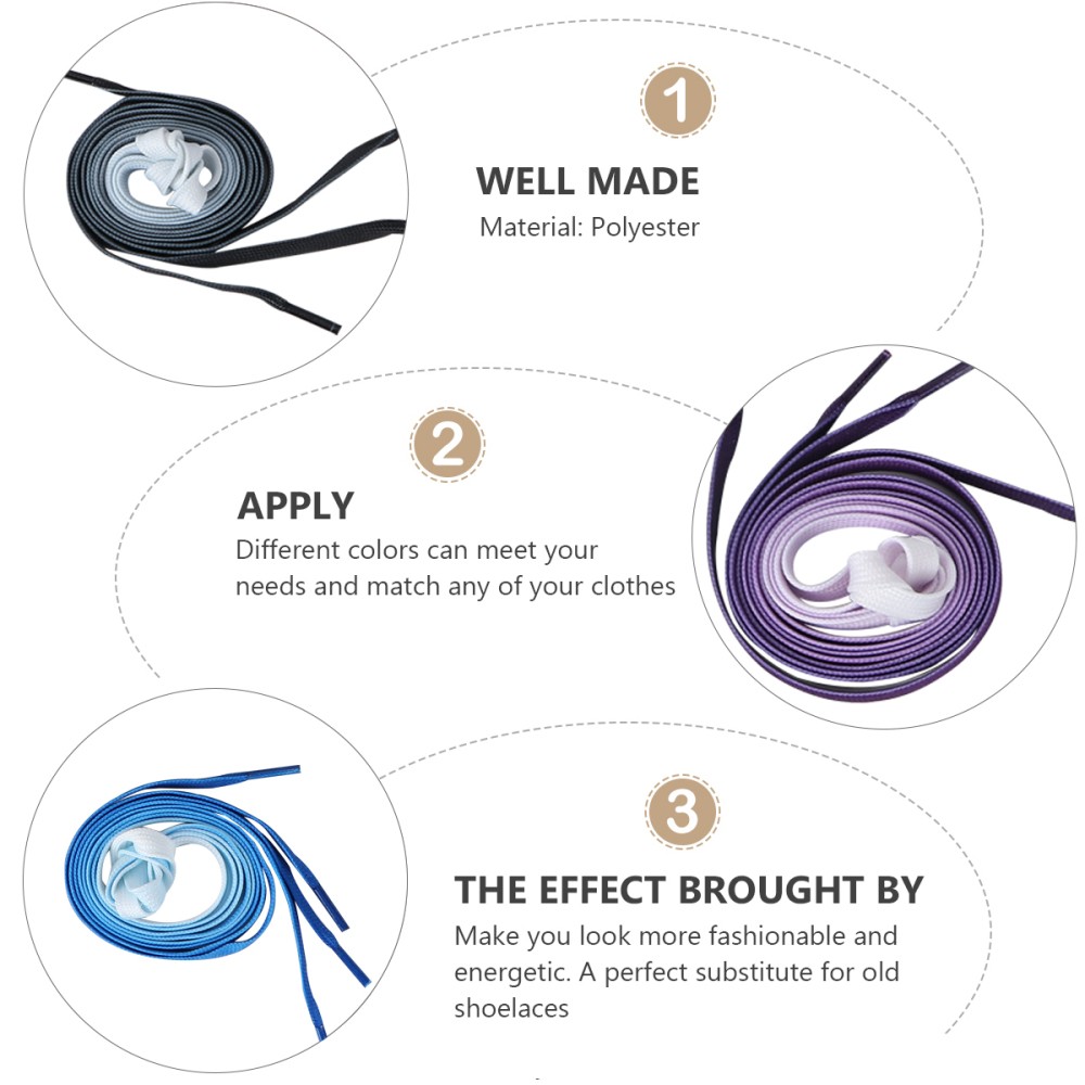 APL 8 paia lacci piatti sfumati cravatte creative accessori scarpe colorati