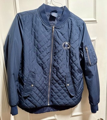 Penn State Dark Blue Women s M Quilted Boston Flight Bomber Jacket - Free Ship