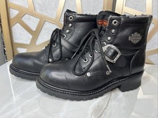 vtg harley davidson Black Leather Moto Boots Uk 7.5 Eu 41 Men Us 8.5 Women 10