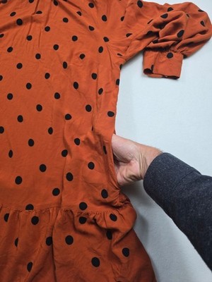 polka dot dress orange Orange Polka Dot Print Ruffle Detail Maxi Dress
