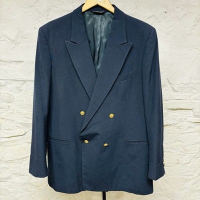 Don Robbie Vintage Double Breasted Navy Gold Button Blazer Jacket