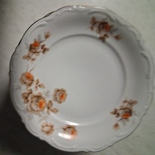 Set of 12 Mitterteich Bavaria NORWAY ROSE German Gold Plated Edge Salad Plates