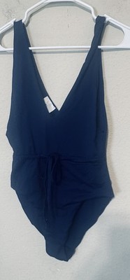 NWOT G Label Goop Gwyn Navy  Blue Bodysuit M Italy Gwyneth Paltrow quiet luxury
