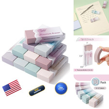 Mr. Pen Erasers, 10 Pack, Wavy Sleeve Pencil Eraser, Morandi Colors