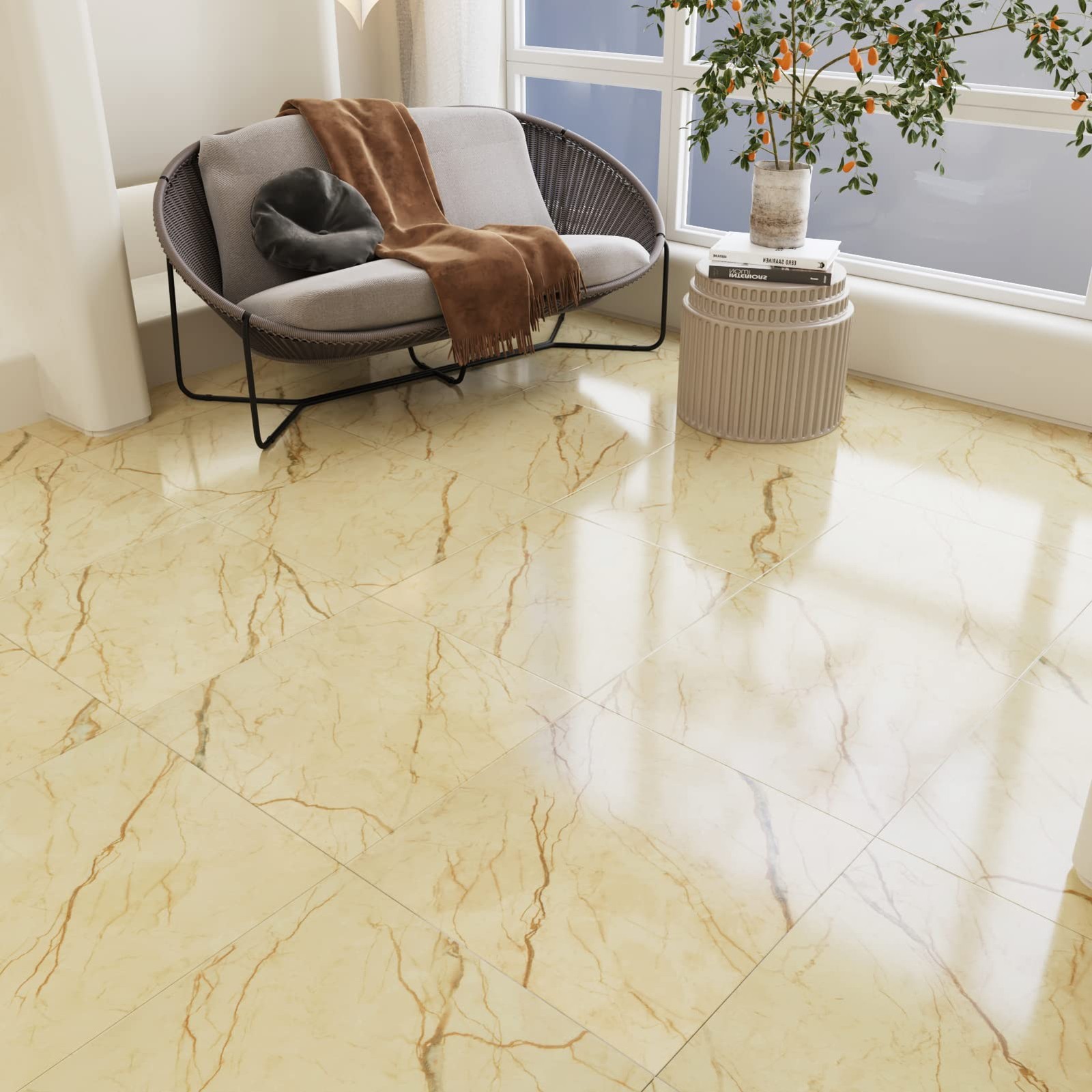 Waterproof Peel and Stick Marble Vinyl Floor Tiles for Easy Installation