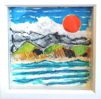 LYME REGIS GOLDEN CAP 1 MEERESLANDSCHAFT GEMÄLDE NIGEL WASSER ORIGINAL SIGNIERT GERAHMT