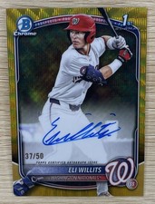 2025 Bowman Draft Eli Willits Chrome Prospect 1st Gold Wave Auto /50 CPA-EW Nats