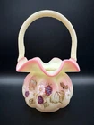 Fenton Burmese “BlackBerry Bouquet” Melon Basket. Uranium