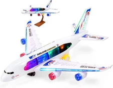 New Airplane Toys for Kids, Bump and Go Action Airbus A380 Model Airplane Toys